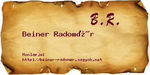 Beiner Radomér névjegykártya